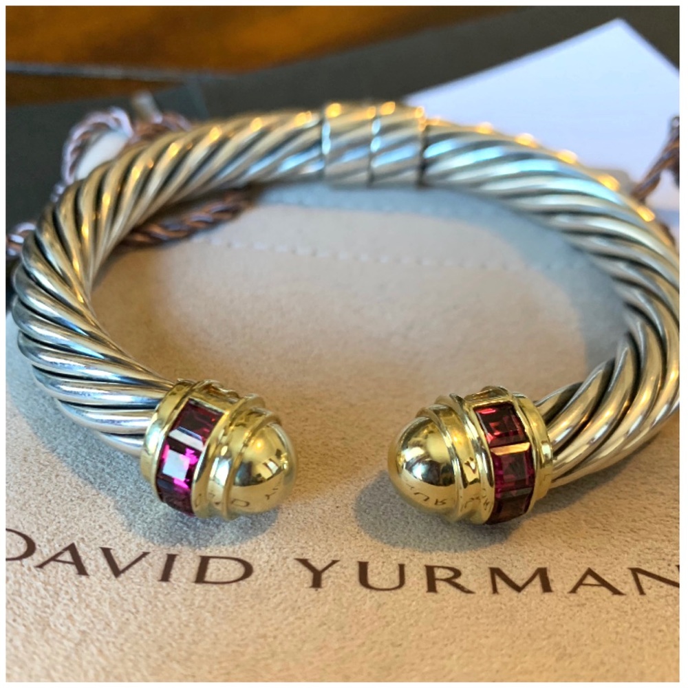 💯🦄 DY RENAISSANCE 14K Dome /Ruby Hinged Bracelet - Picture 3 of 9